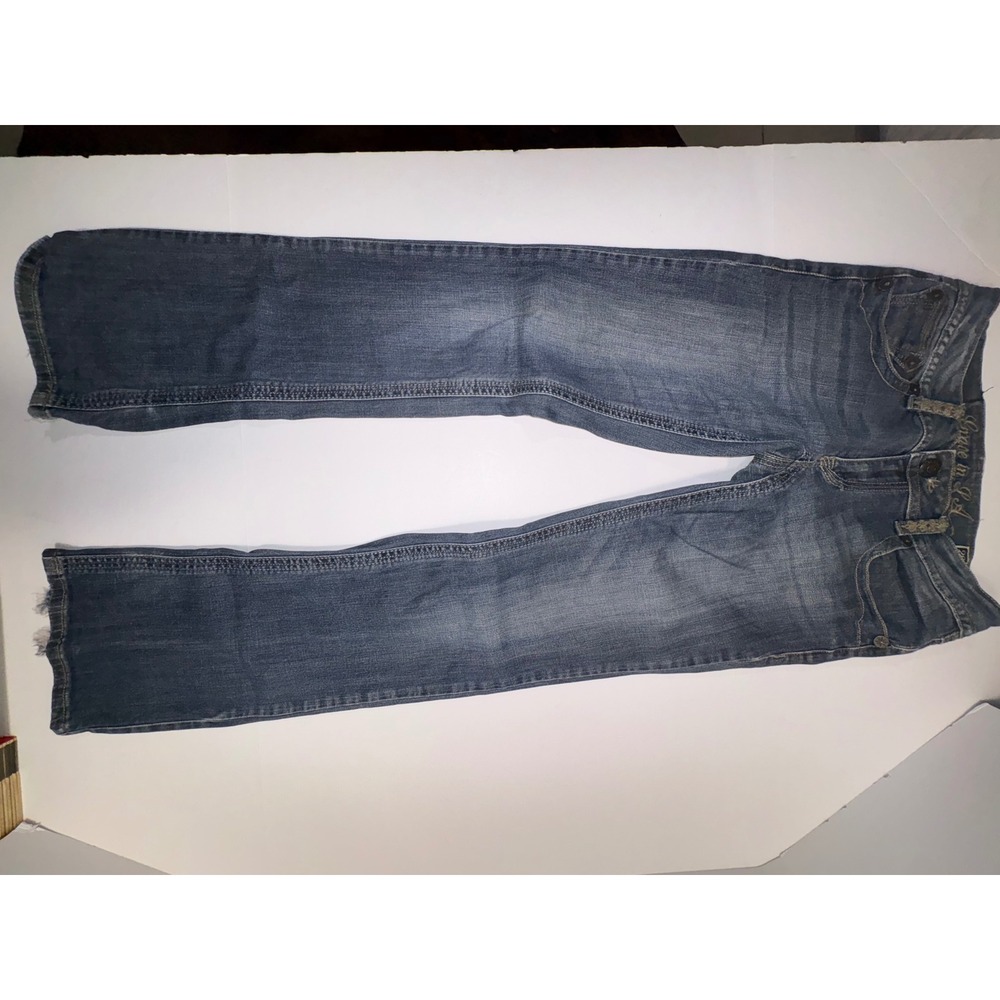 Grace in LA Womens Bootcut Jeans Blue Rhinestone Cross Distressed Size 11/29 - Picture 8 of 10